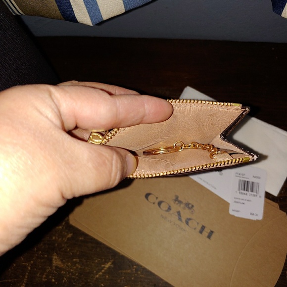 Signature PVC Mini Skinny ID Case in Khaki/Saddle2 - Picture 3 of 3